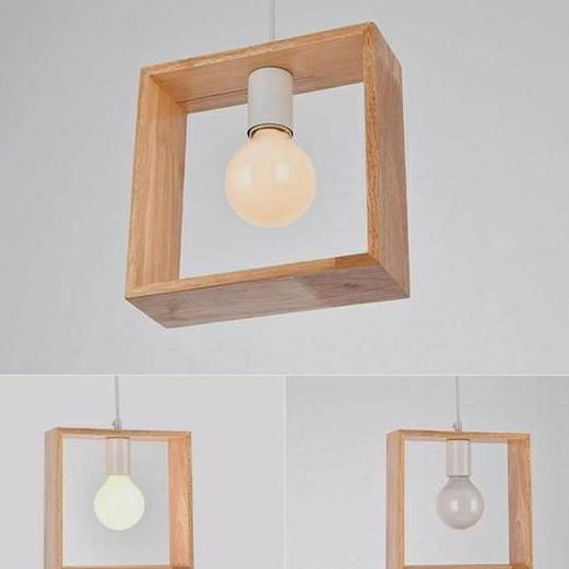 Kap Lampu Gantung Rustic Kayu Jati Belanda Minimalis Dekorasi Cafe