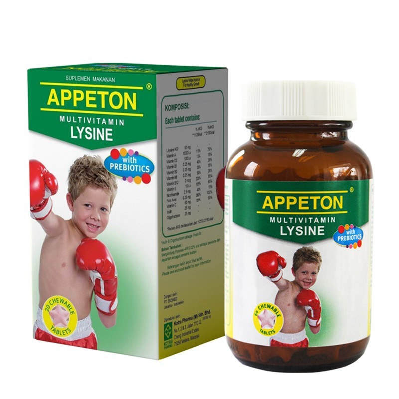 APPETON Lysine 60 tablet kunyah Multivitamin Untuk Pertumbuhan Anak