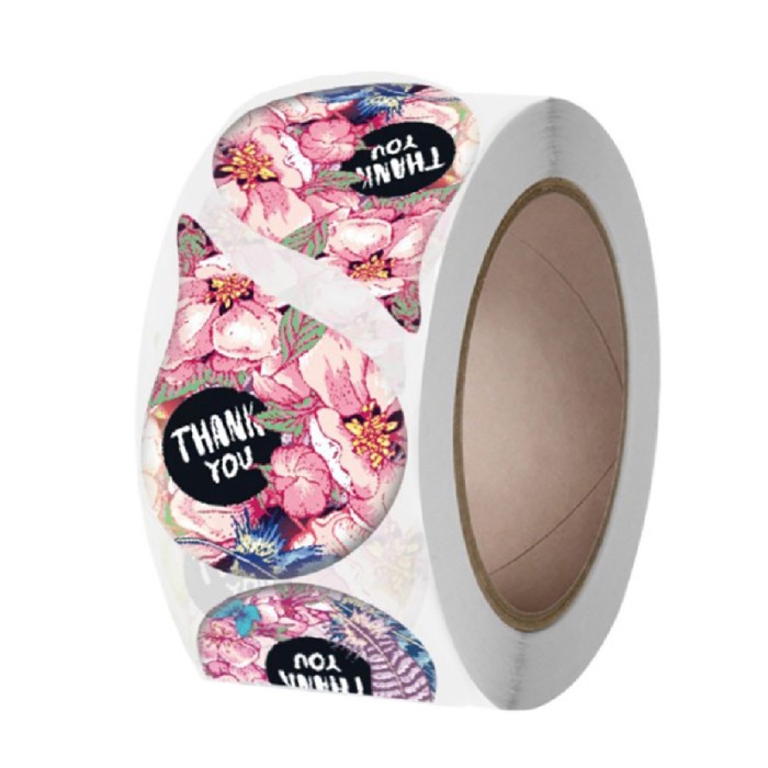 

Stiker Thank You Floral Water Drop Shape Motif Bunga (1 Roll/ 500 pcs)