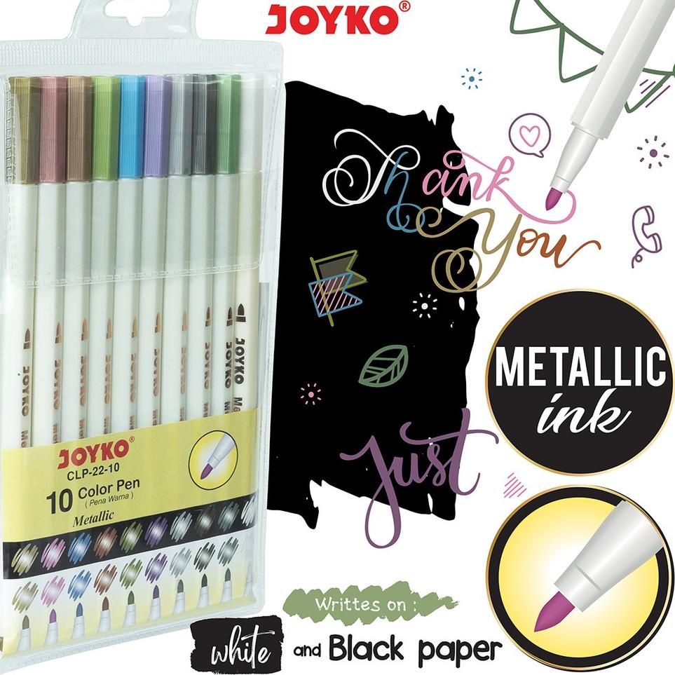

ㆅ Color Pen Pulpen Pena Warna Joyko CLP-22-10 Metallic 10 Warna Colors HOT ITEM 3899 ♛