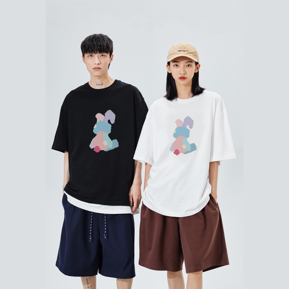 RDGF official shop atasan kaos wanita terbaru crewneck oversize pola cetak couple