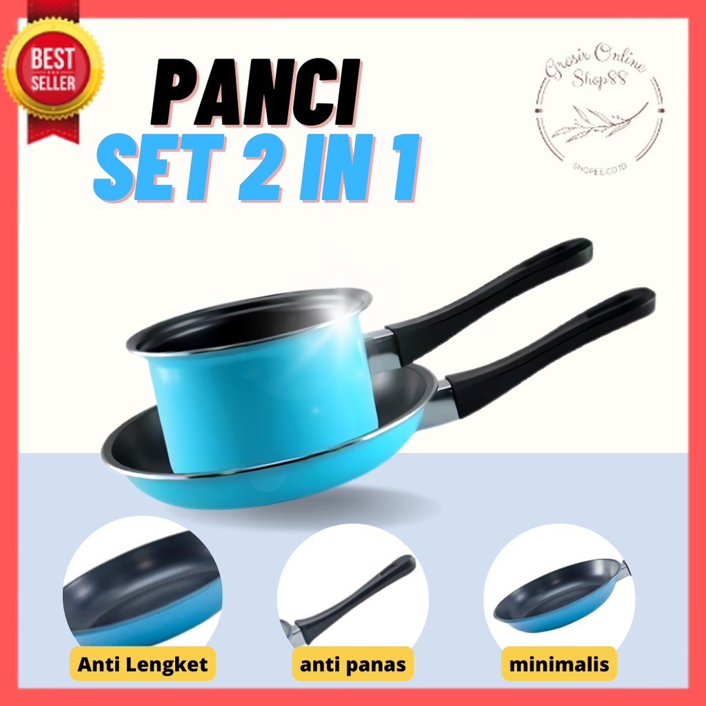 GOS - D308- Satu SET Panci dan Teflon Murah / Set Milk Pan 14cm + Fry Pan 20cm