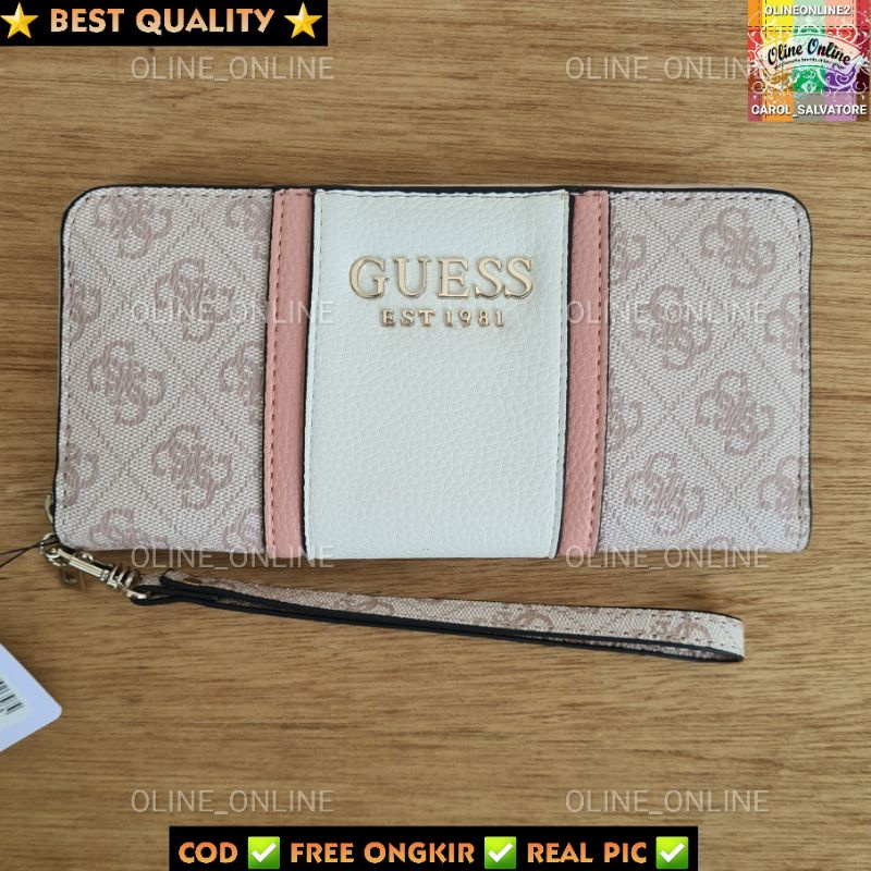 dompet wanita cathleen stripes logo 4g long wallet panjang zipper trifold gs roomy pouch