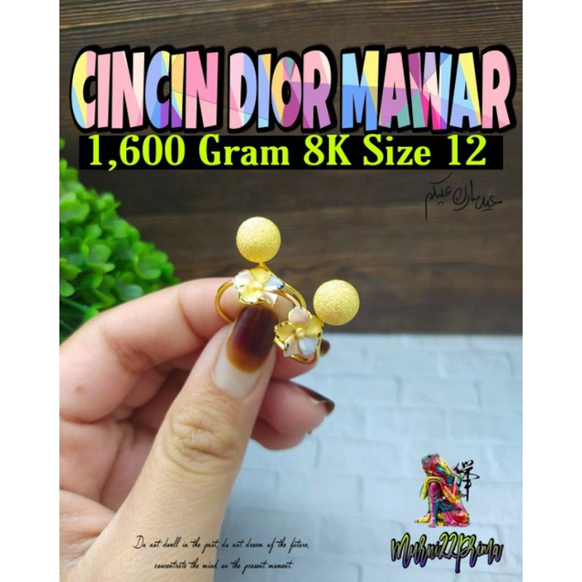 CINCIN FASHION DIOR MAWAR EMAS ASLI