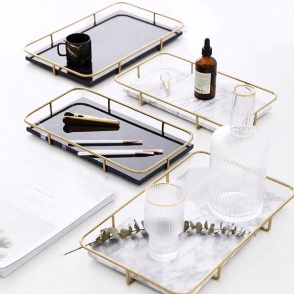 

Unik Luxury Marble Vanity Tray Table/ Tray Nampan Marmer Gold Dekorasi Lucu - Hitam Berkualitas