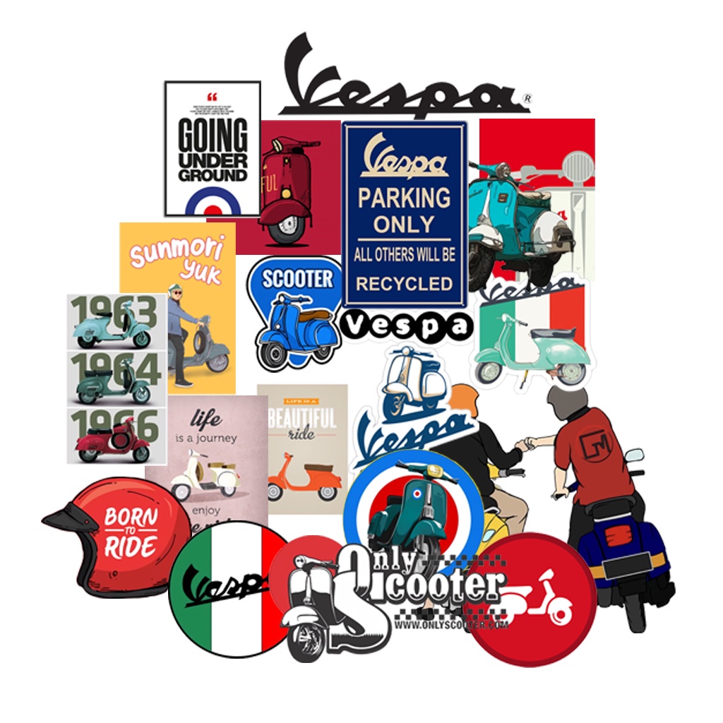 

25pcs STICKER PACK SCOOTER VESPA II | STICKER TUMBLR LAPTOP HP | STICKER KOPER HELM