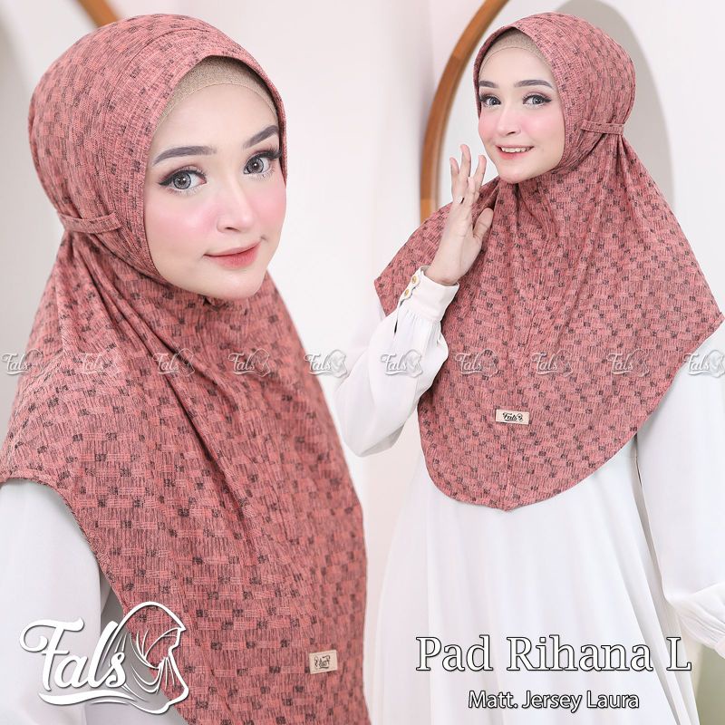 ( Ori Fals )PAD RIHANA L•Jilbab instan jersey laura•hijab pet tali motif