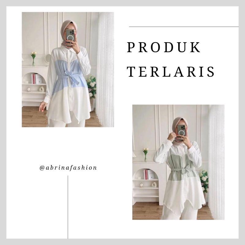 Erina Top Atasan Baju Wanita Remaja Muslim Matt Shakila Mix Salur Premium | Atasan Wanita Terbaru 20