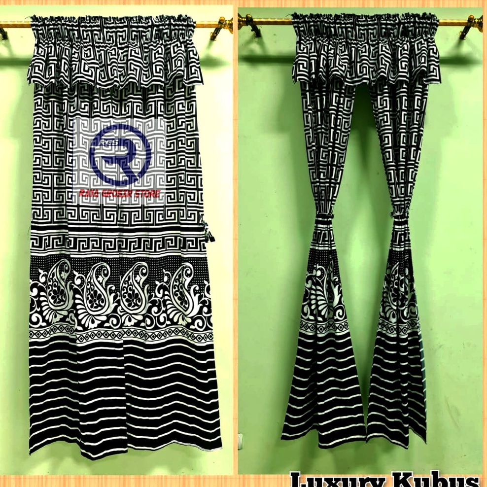 Gorden serut belah tengah motif kubus 120x200 cm real pick / korden pintu