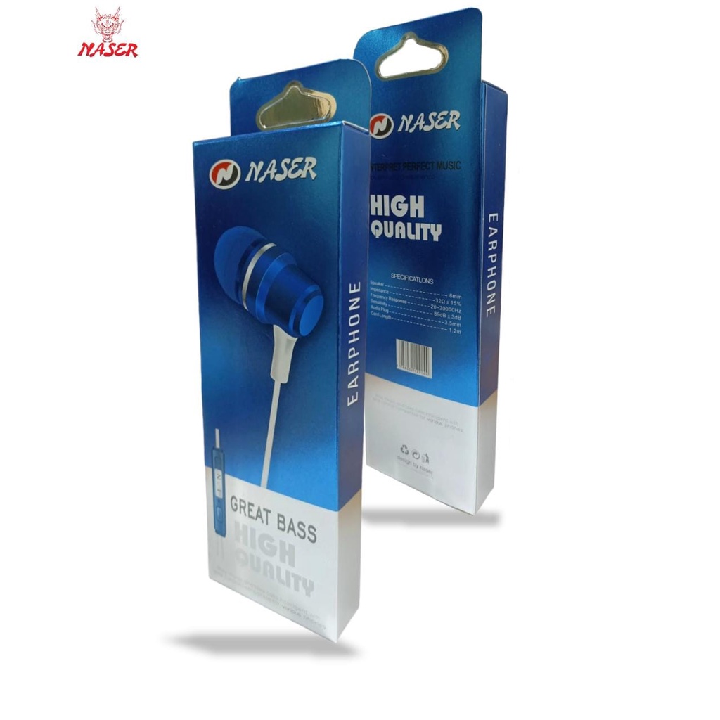 HANDSFREE NASER GREAT BASS/headset/Earphone 3.5mm GREAT BASS-High Quality/PRODUK ORIGINAL
