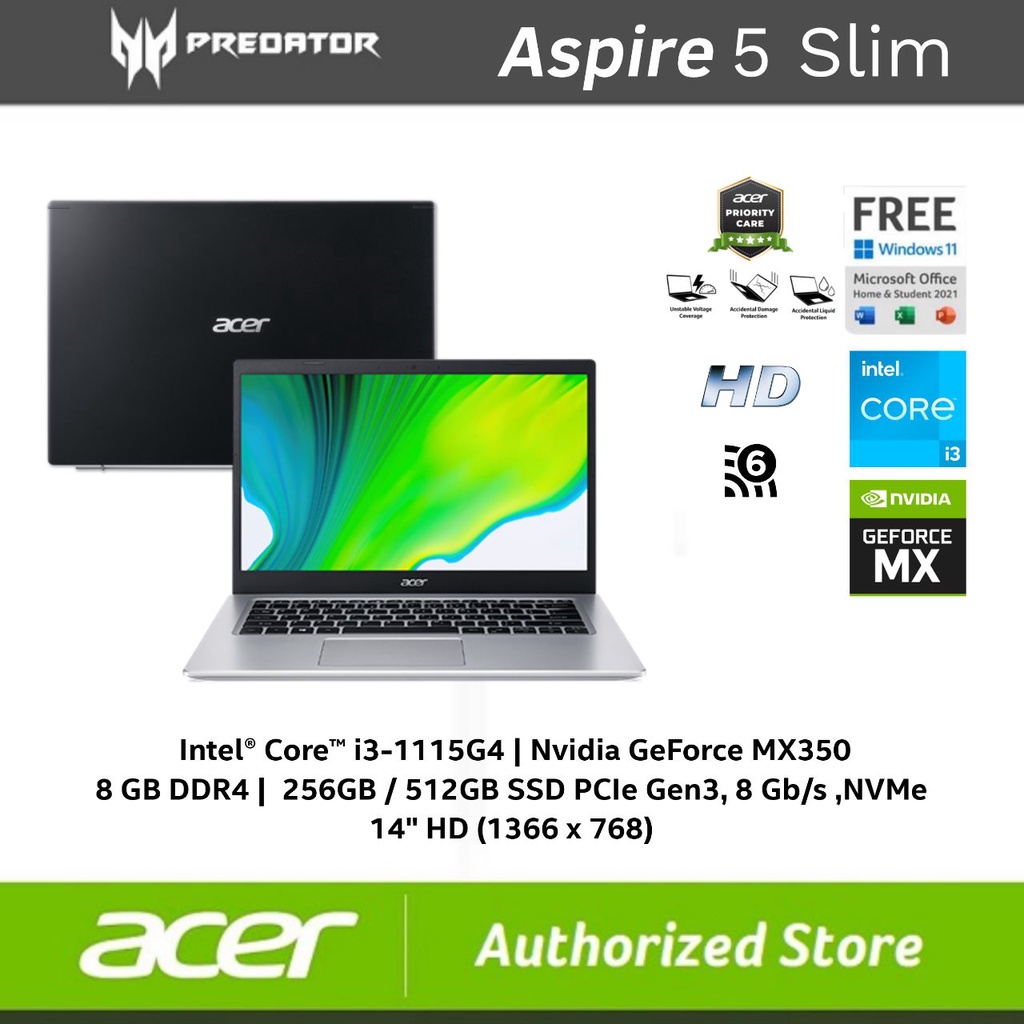 ACER ASPIRE 5 SLIM A514-54G i3-1115G4 8GB SSD 256GB / 512GB MX350 2GB 14&quot; W10 OHS