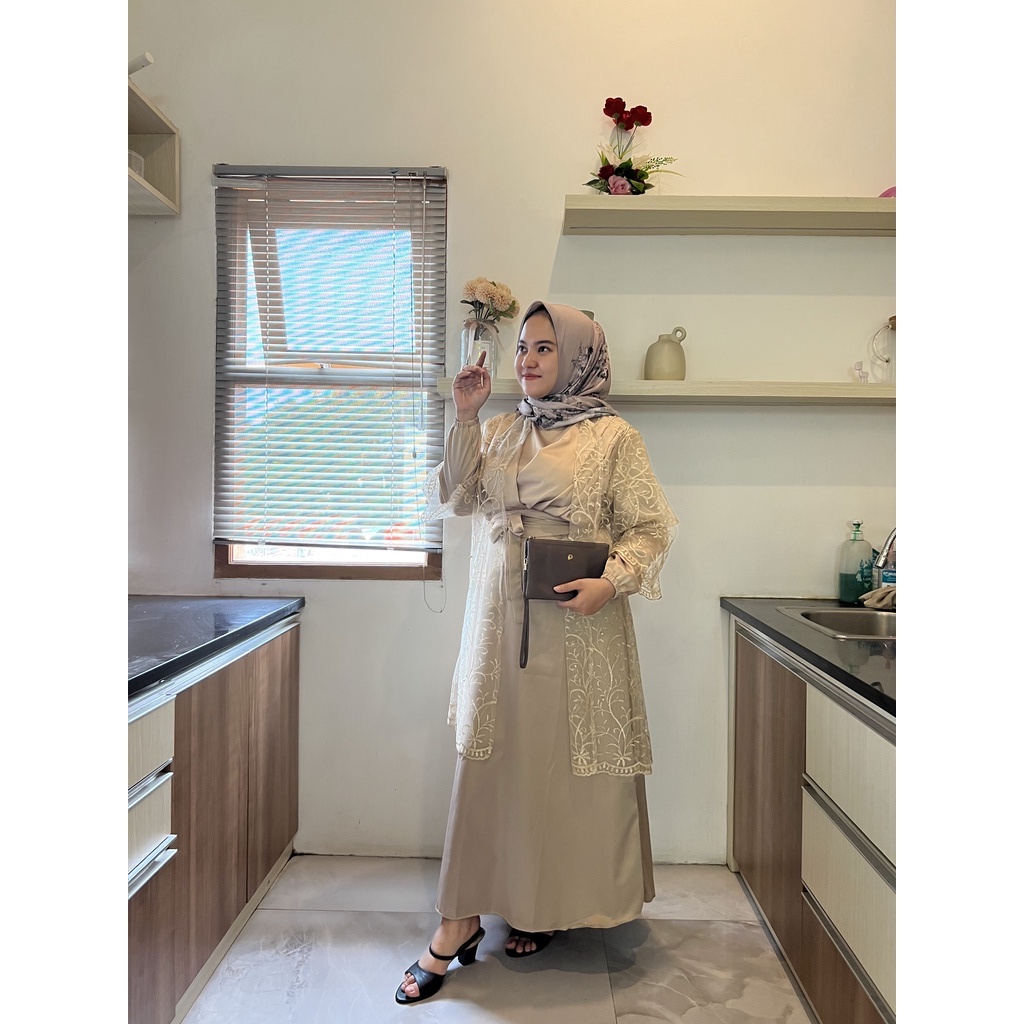 Putri Dress Baju Pesta Kondangan Modern Terbaru Bridesmaid Untuk Remaja Dewasa Bahan Maxmara Silk mix Brukat Import Ukuran Jumbo M-XX
