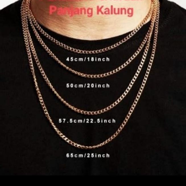 Genuine Leather Necklace Titanium Steel Kalung Pria Kalung Kulit Asli - 45cm