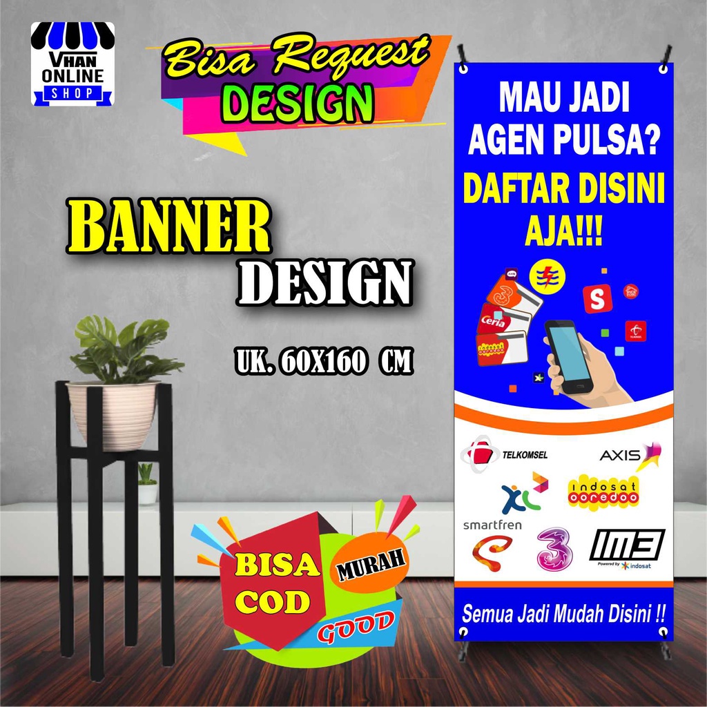 Spanduk Banner MMT Agen Pulsa, Pembayaran Pulsa, Konter Pulsa Keren, Murah