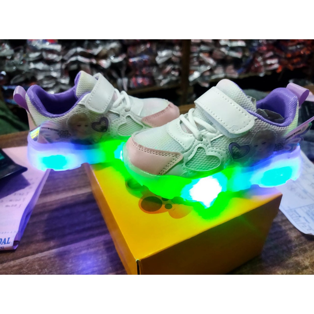 SEPATU LAMPU ANAK PEREMPUAN IMPORT  SEPATU LED MOTIF PRINCESS YOUTH BALANCE J2215-1 (21-30)