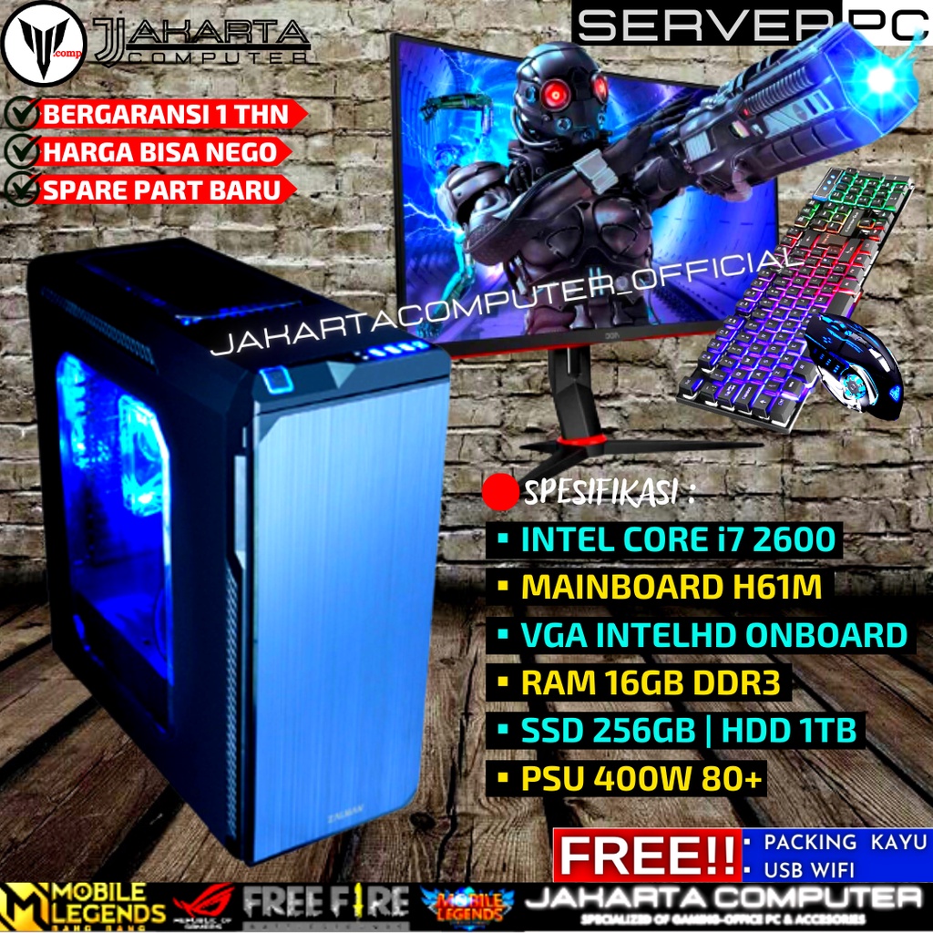 PC SERVER FULLSET CORE i7 RAM 16GB SSD 256GB HDD 1TB SIAP PAKAI S13