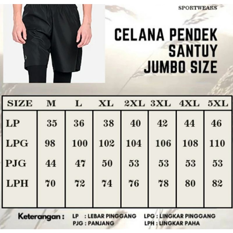 IMPORT Celana Pendek Olahraga Sport Pria Ukuran Besar Big Size 5XL Super JUMBO Celana Gym Golf Fitness Zumba Bahan Dingin Celana Outdoor Hitam, 41