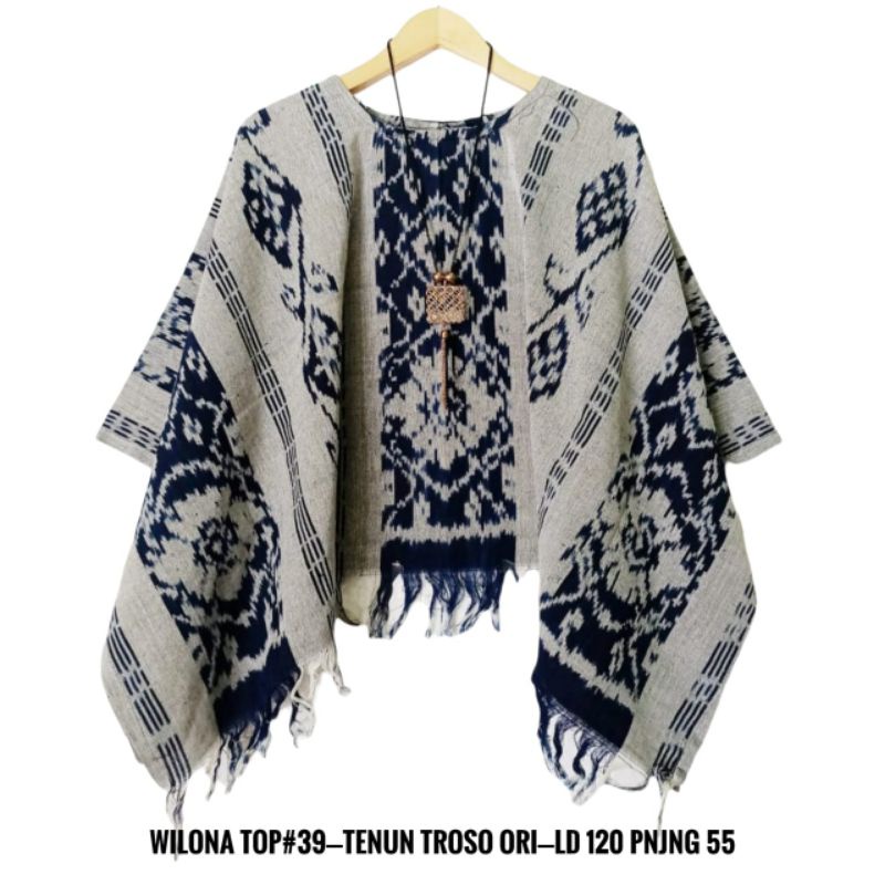 WILONA Top Blus Lurik TENUN TROSO Batik Atasan Kantor Modern Muslim Kerja Pesta Seragaman Etnik