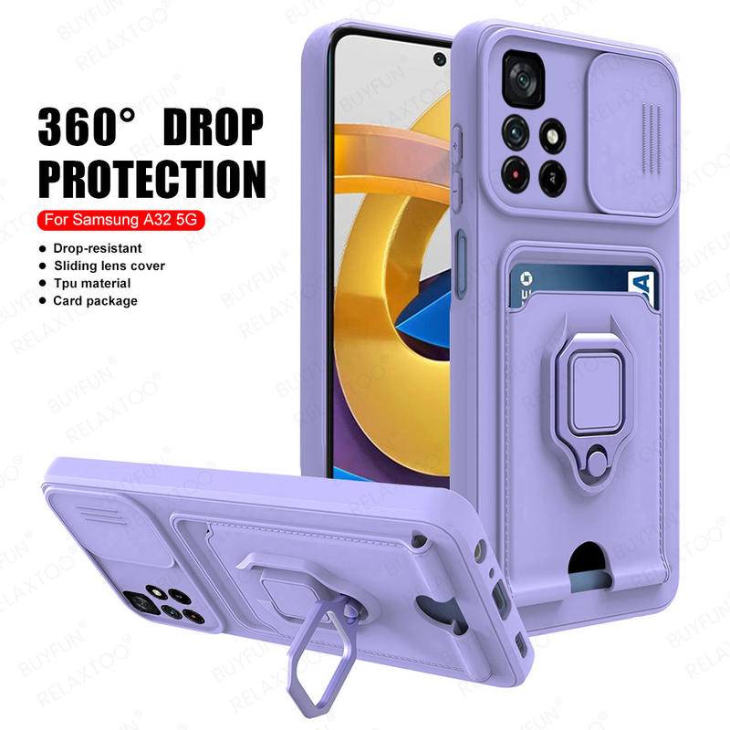 Case Pelindung Lensa Kamera Model Geser Dengan Slot Kartu Magnetik Untuk XiaoMi Poco M4 Pro 5G X4 NFC