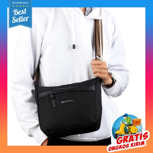 Tas Selempang Pria Import Kanvas Premium Crossbody Sling Bag Dada Bahu Punggung Coklat Ziedno Waist 