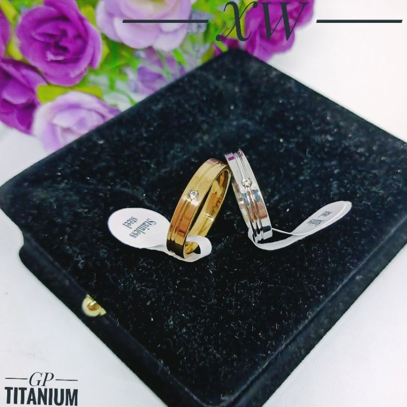 Cincin Kawin/Tunangan/Nikahan Titanium Gold Dan Silver COUPLE PRIA WANITA