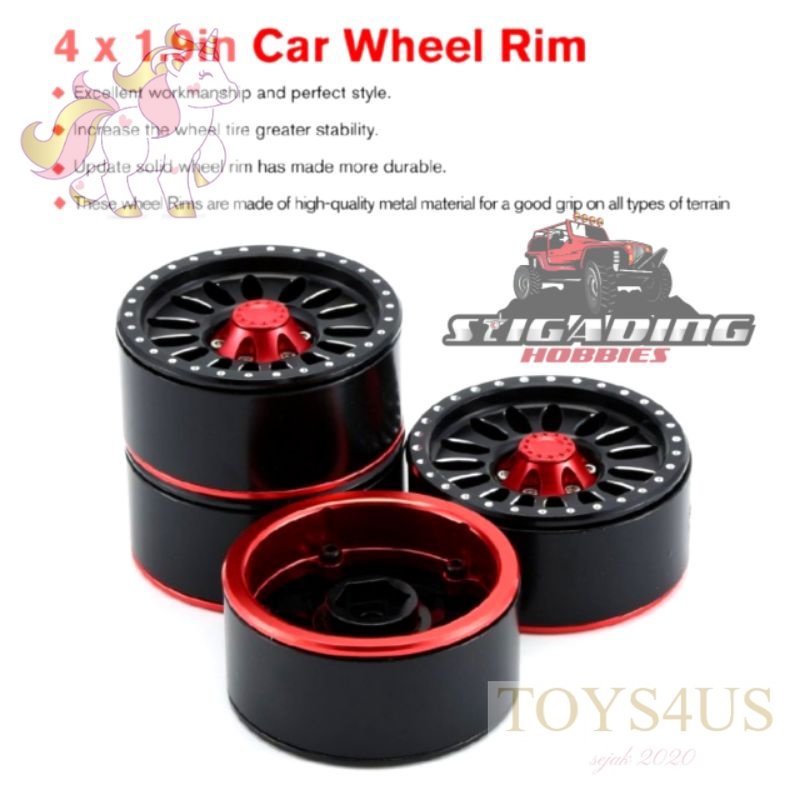 Toys4Us - 4 PCS VELG METAL RIM BEADLOCK 1.9 RC SCX10 AXIAL MN86KS AX-622