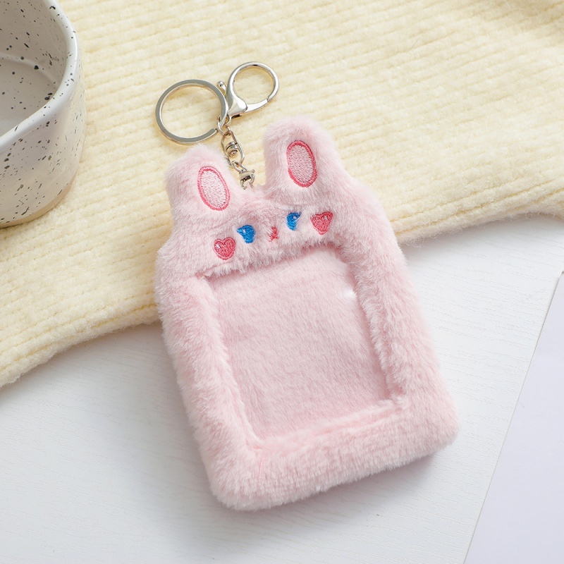 Ins Gantungan Kunci Bingkai Foto Bahan Plush Fluffy Lucu