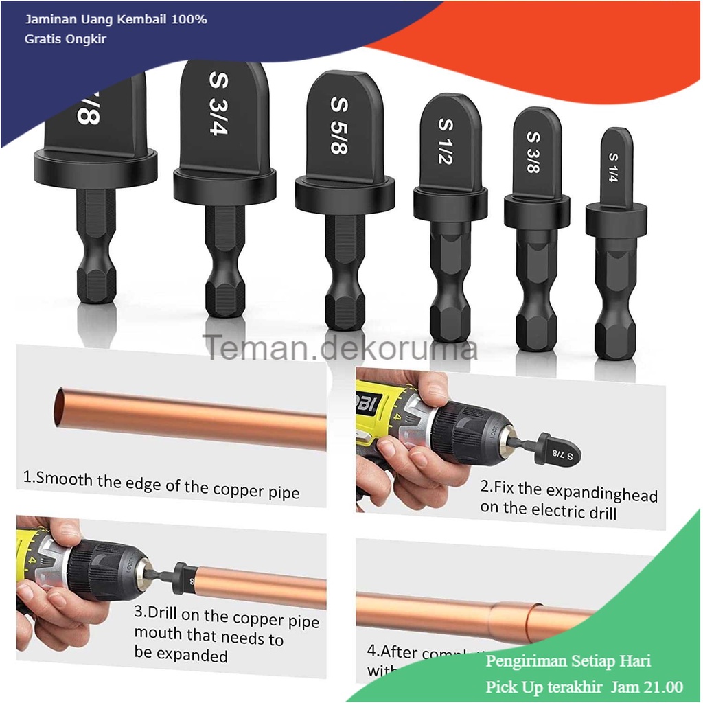 TD-PR2 MILKIWA Pembesar Lubang Pipa Tube Pipe Expander Reamer Head 6PCS - MW02