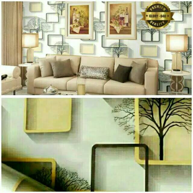 Wallpaper dinding 3D kotak kuning 45cm x 10m