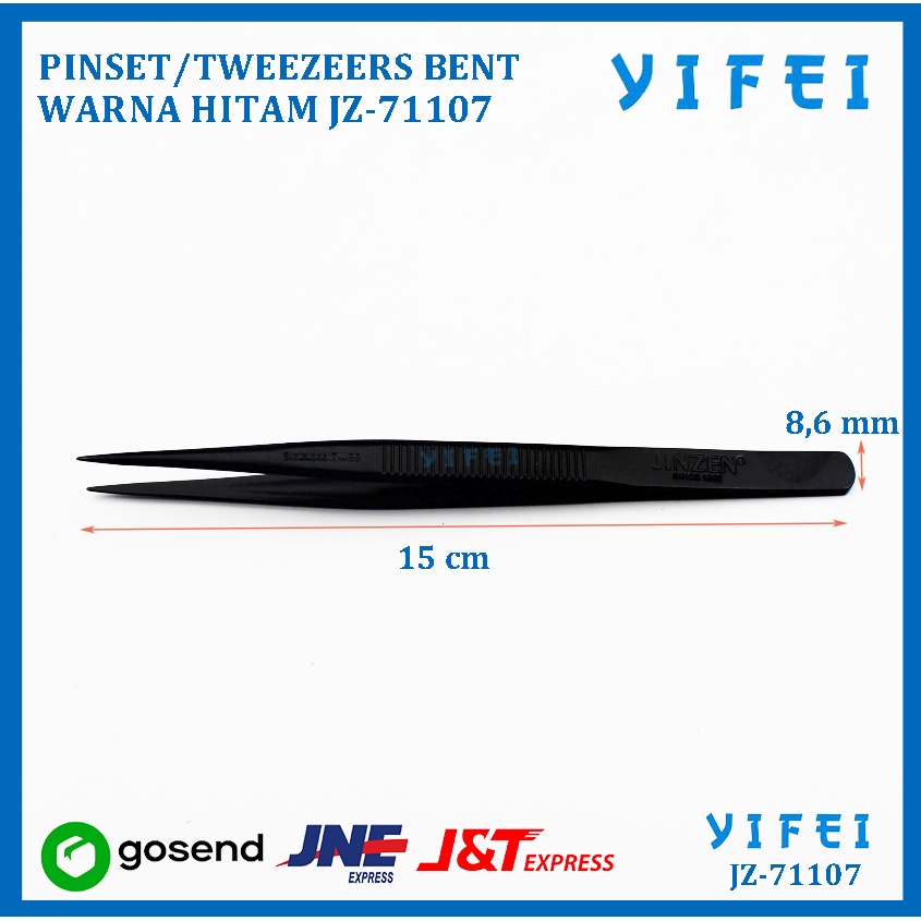 PINSET/TWEEZEERS BENT[6''] TWE7 WARNA HITAM YIFEI-71107