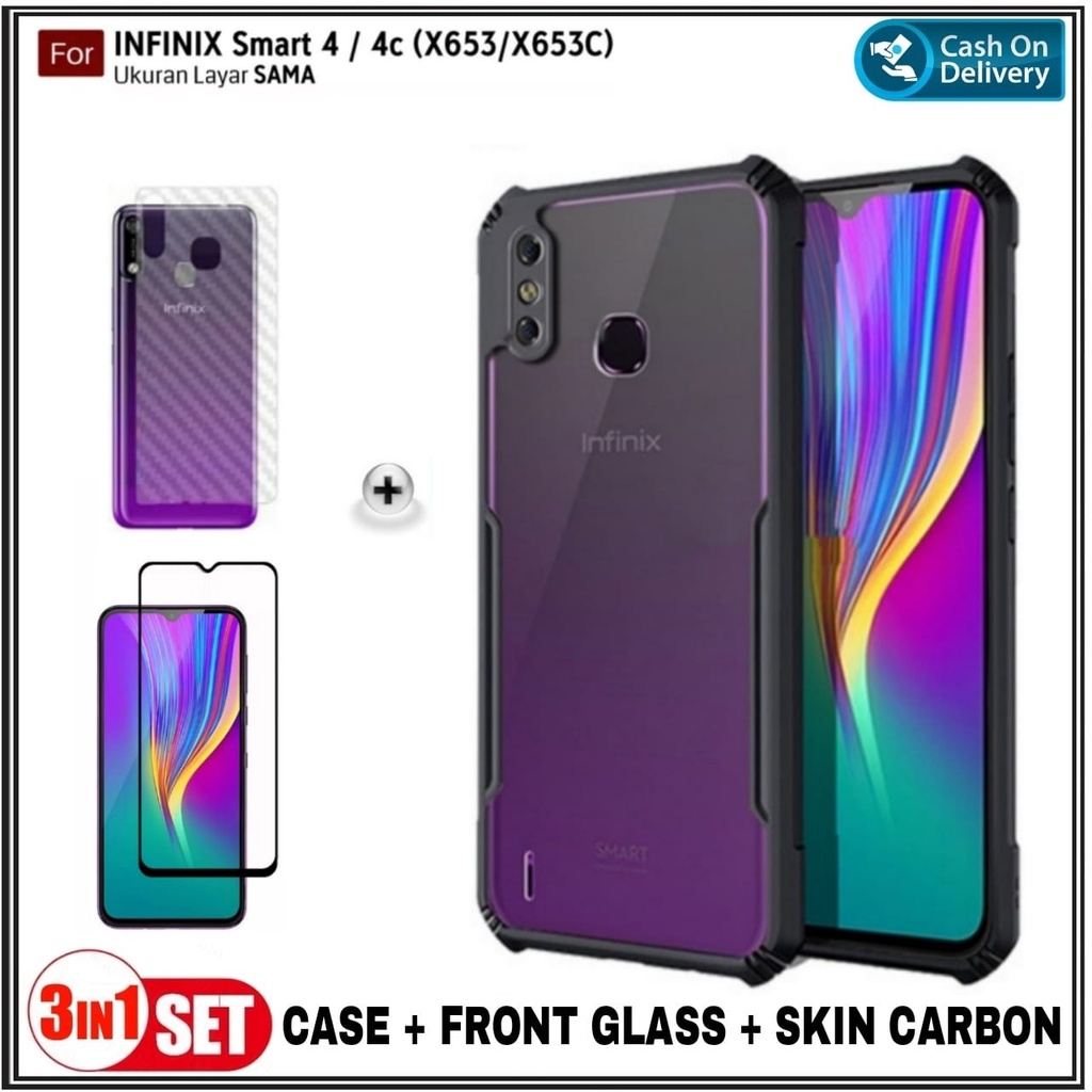 Riyanali_Shop PAKET 3IN1 Case Infinix S4 / S5 / S5 Lite / S5 Pro / Smart 4 Plus / Smart 4 / Smart 4c