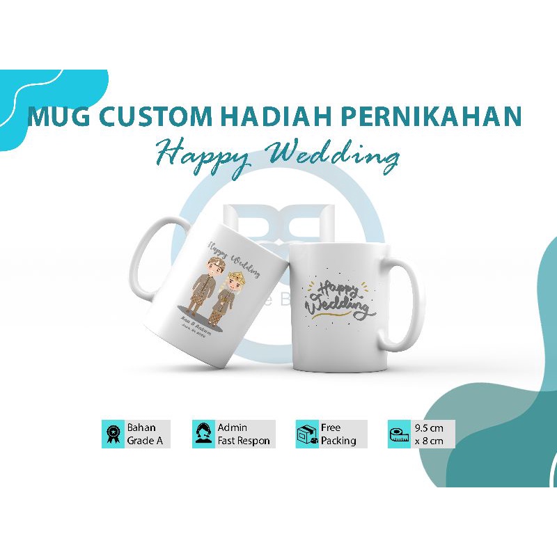 Jual Mug Custom Karakter Adat Indonesia Hadiah Pernikahan Happy Wedding