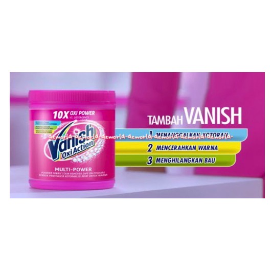 Vanish Oxi 400gr Action Multi Power Detergent Penghilang Noda Bubuk Tanpa Klorin Bersih Tanpa Dikucek Vanis Oxy Sabun Cuci Vanish Untuk Pakaian Putih Bewarna