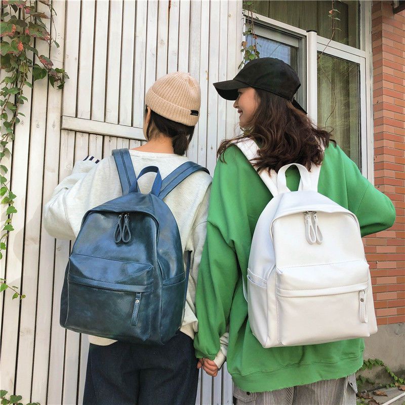 ✇Seraser PU Kulit Lembut Bf Gaya Tas Sekolah Wanita Vintage Sen Departemen Mahasiswa Ransel Versi Korea Retro Sederhana Sekolah Tinggi Siswa Ransel