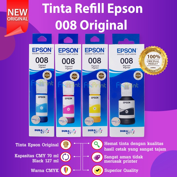 Tinta Original 008 Epson Ink Refill Printer Epson L6550 L6570 L6580 L15150 L15160