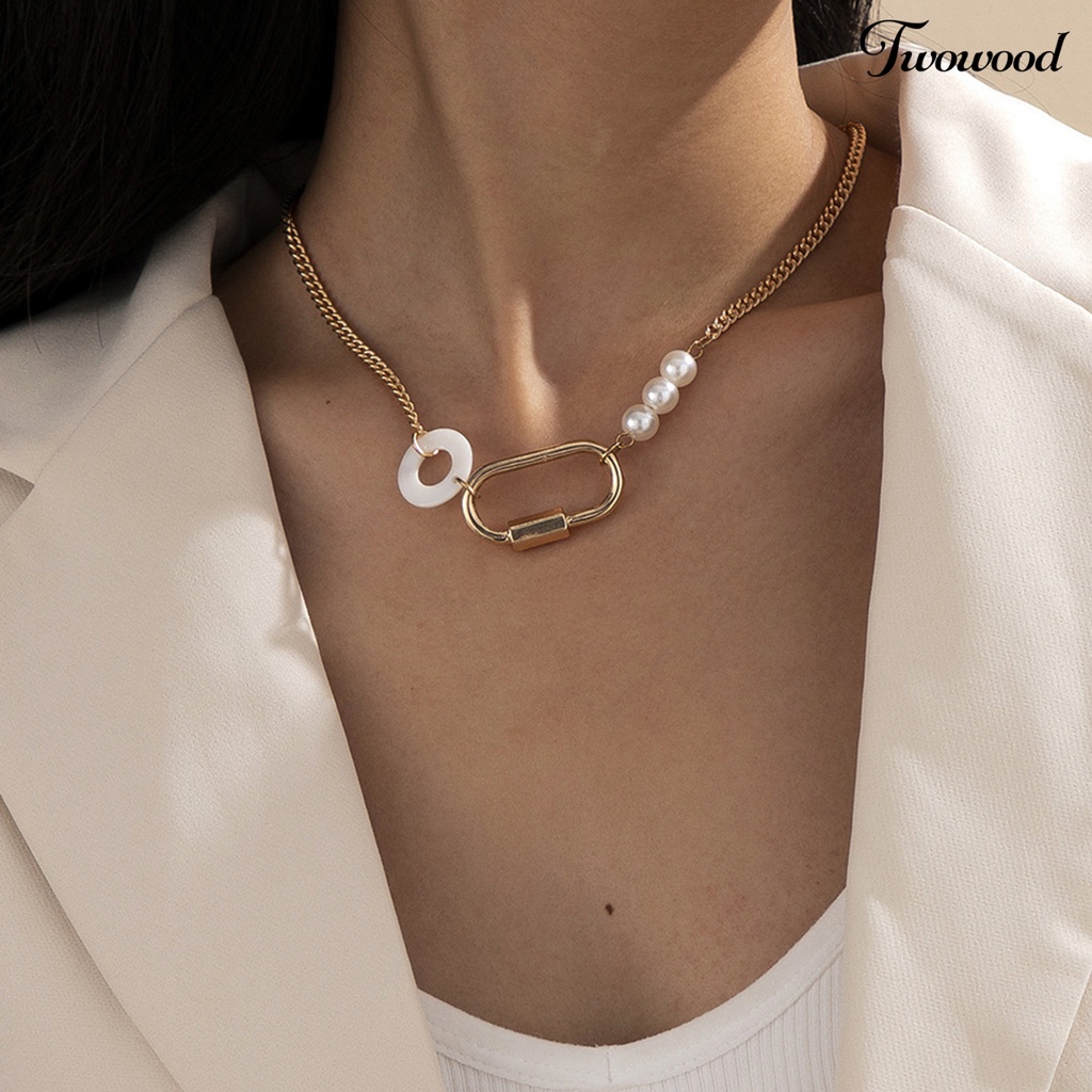 Kalung Choker Rantai Liontin Mutiara Tiruan Gaya Retro Untuk Wanita