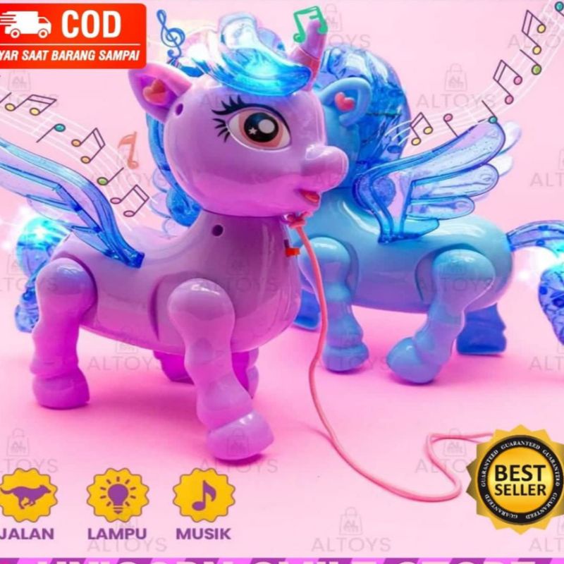 Mainan Anak Kuda Poni Berjalan dan Musik.. Mainan Anak Little Poni