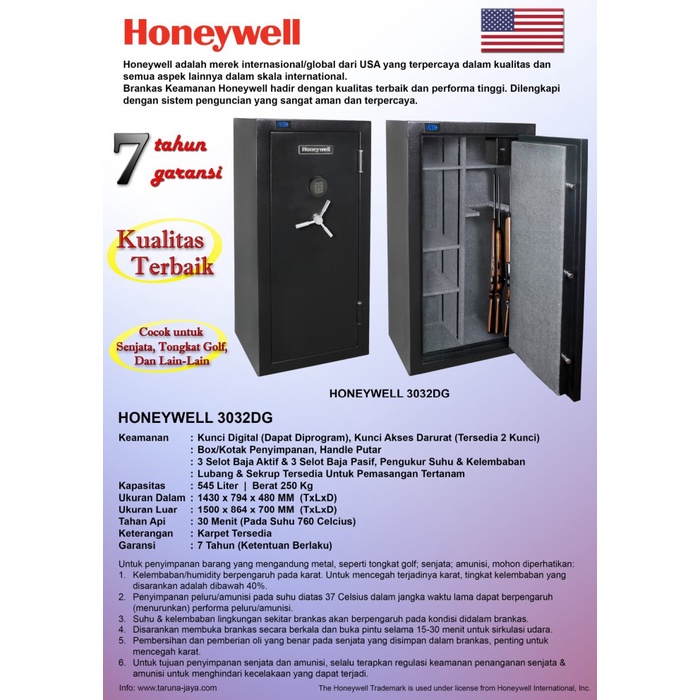 BRANKAS GUN SAFES | HONEYWELL 3032DG | ORIGINAL | GARANSI RESMI