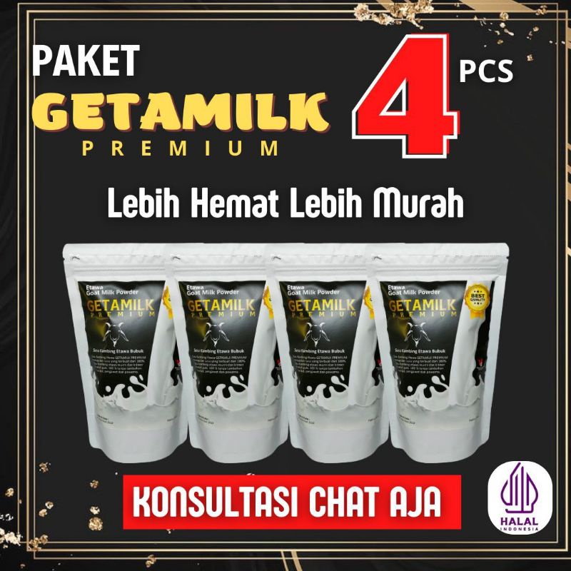 

GETAMILK Susu Kambing Etawa 200gr/BPOM HALAL(Hrg 1 Paket isi 4)
