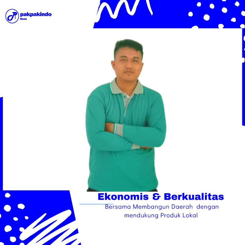 BAJU KAOS POLO KERAH HIJAU TOSCA TOSKA KOMBINASI ABU-ABU LENGAN PANJANG PRIA WANITA