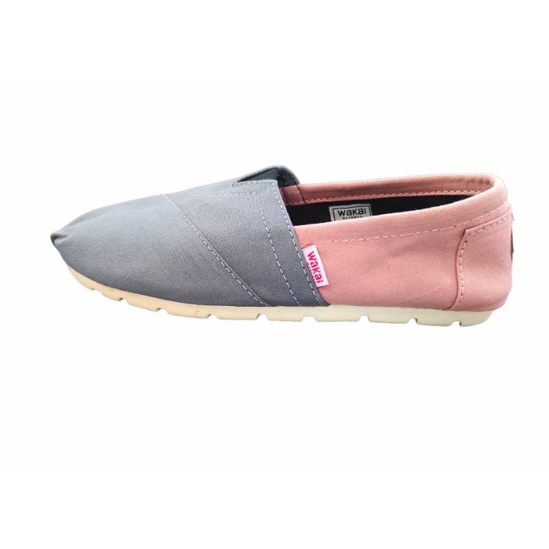 SEPATU WAKAI SLIP ON Sepatu Wanita Casual Original Gray Pink