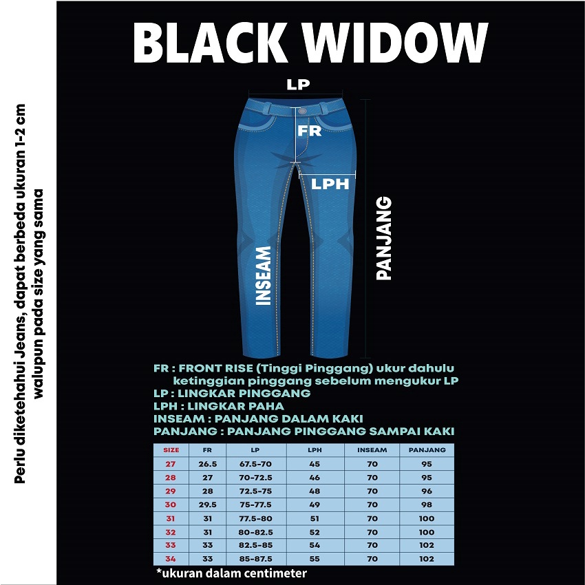 GOJINIEJEANS - Highwaist Tulang Kaki Slit Depan - 4835 - BLACK WIDOW