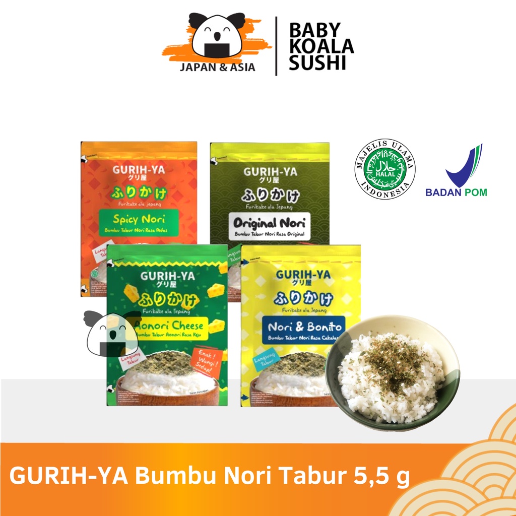 GURIH-YA Bumbu Tabur Nori 5,5 g Halal | Seaweed Nori Seasoning | Non MSG