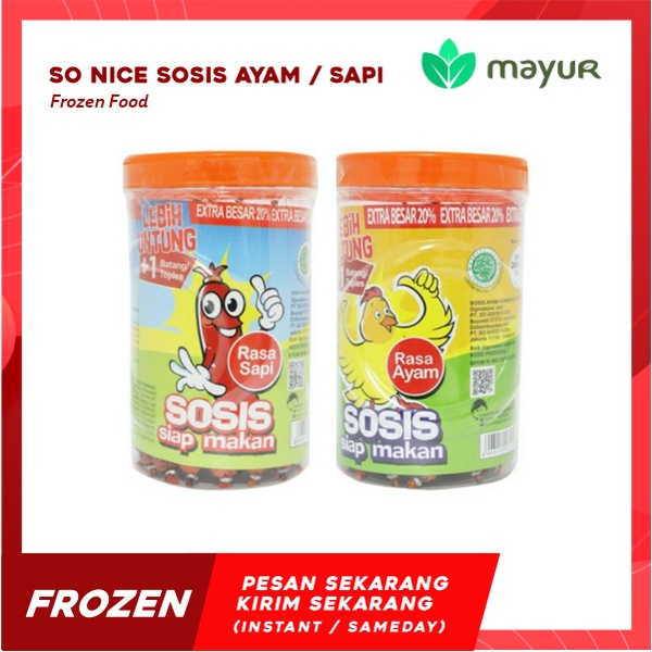 

So Nice Sosis Ayam / Sapi (Isi 25 pcs x 21 gr) Toples