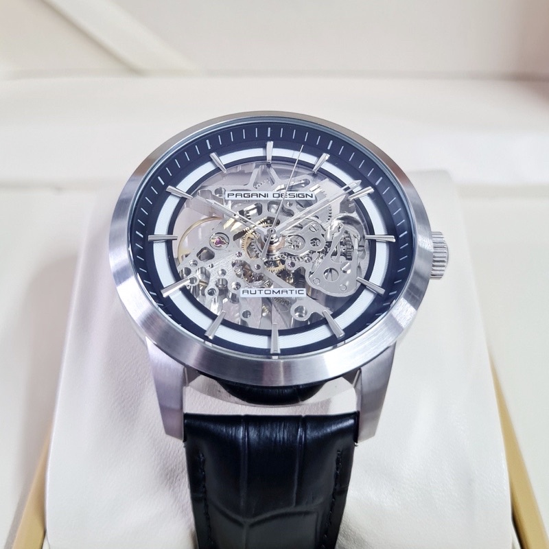 Jam Tangan Pagani Design PD 1638 Automatic Transparan Tali Kulit Blue