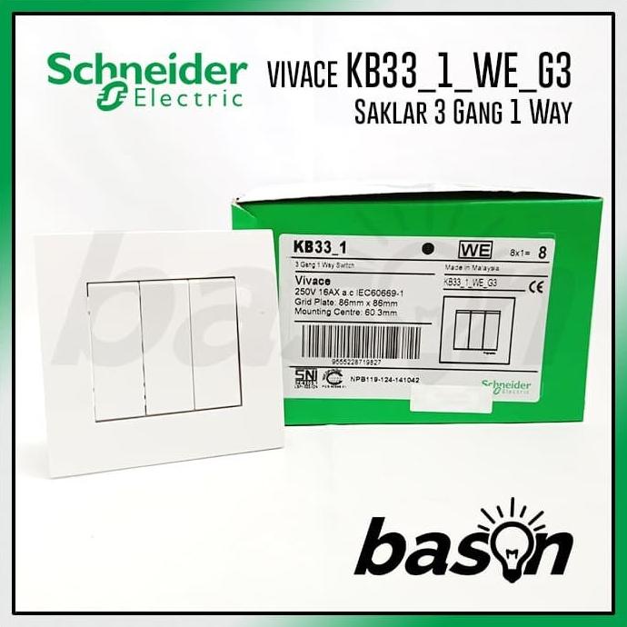 Sale SCHNEIDER Vivace 3 Gang 1 Way Switch - Saklar 3 Tombol 1 Arah /SAKLAR LAMPU/SAKLAR ON OFF/SAKLA