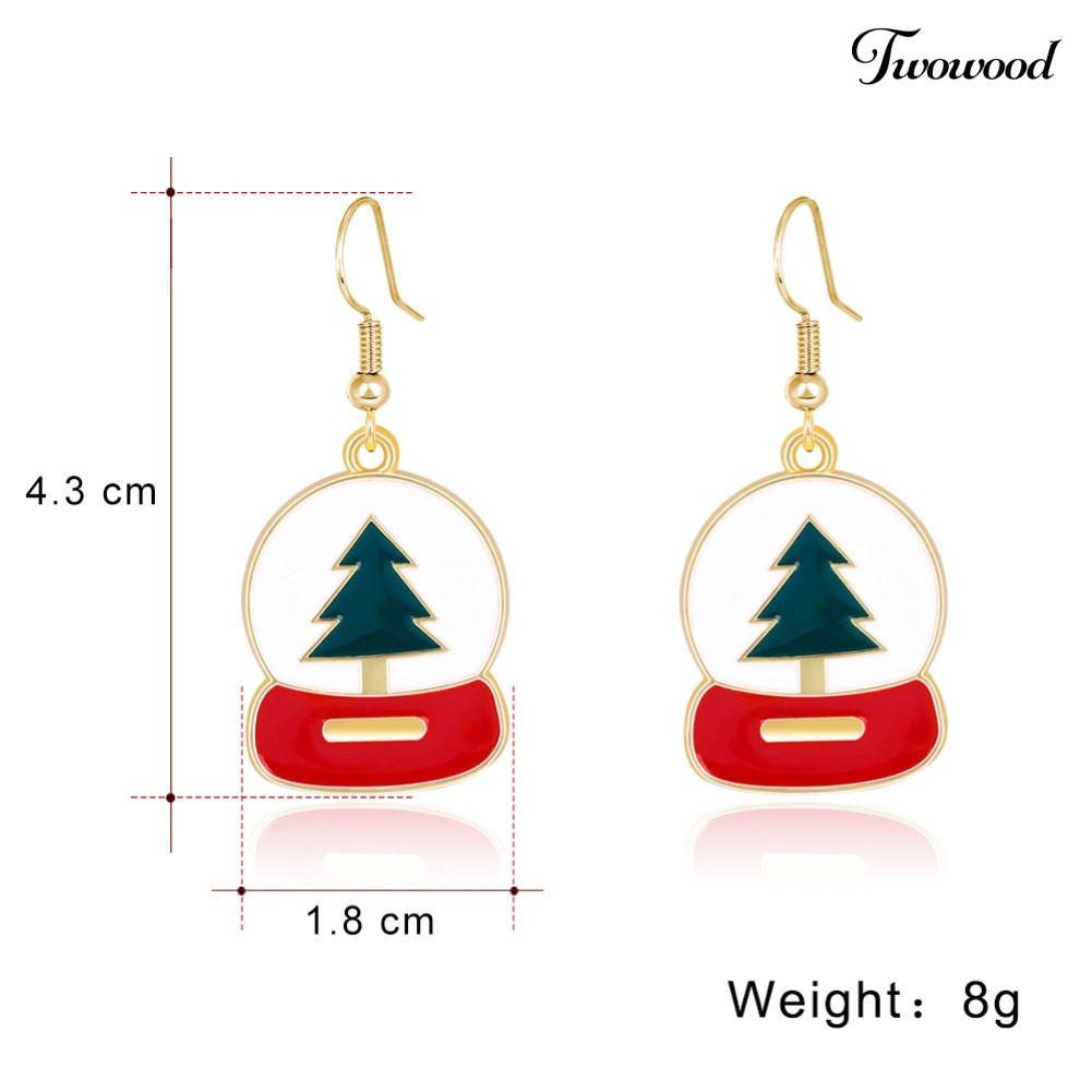 Anting Hook Bentuk Pohon Natal Bahan Alloy Untuk Wanita