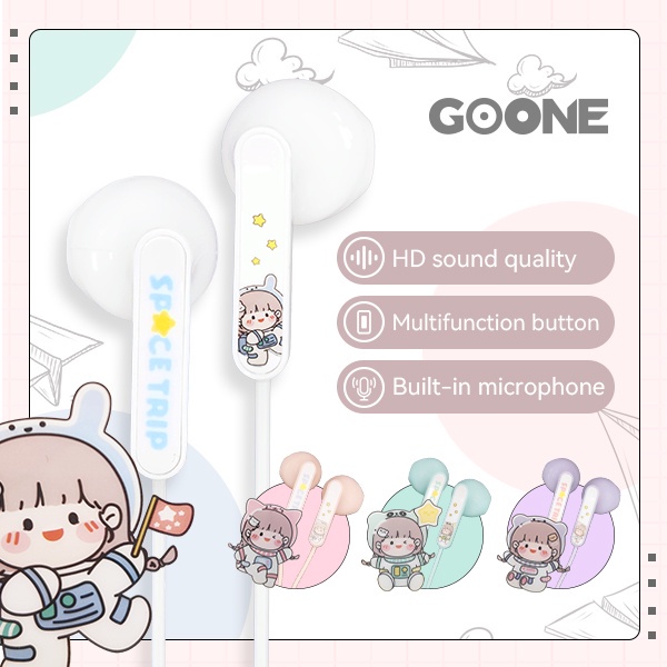 GOONE Earphone Space Trip Ear Earbuds Headset Awet Headset Universal iOS Android-randoom