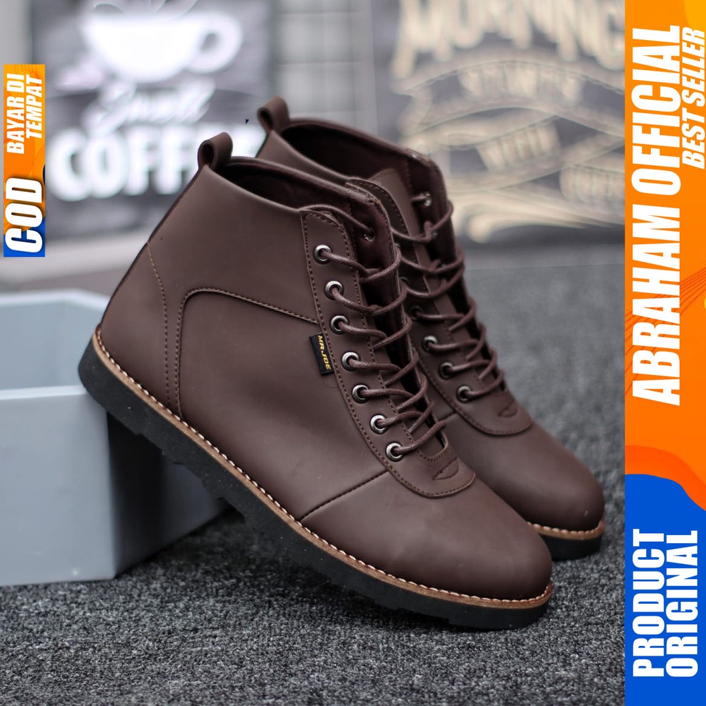 ABRHM x BARA Sepatu Boots Casual Pria Kulit Sintetis Kasual Boot Kerja Cowok Original