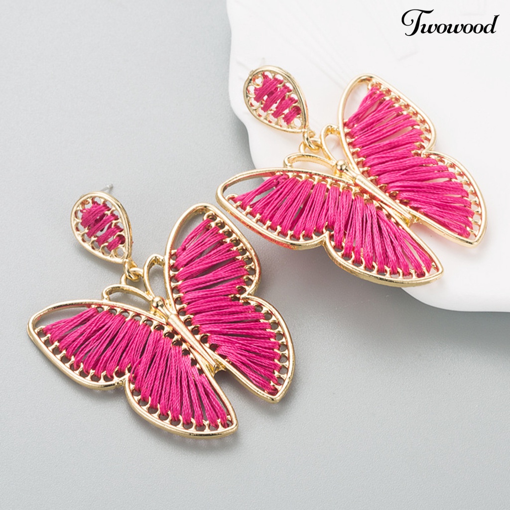 1 Pasang Anting Desain Butterfly Warna-Warni Gaya Boho Untuk Wanita